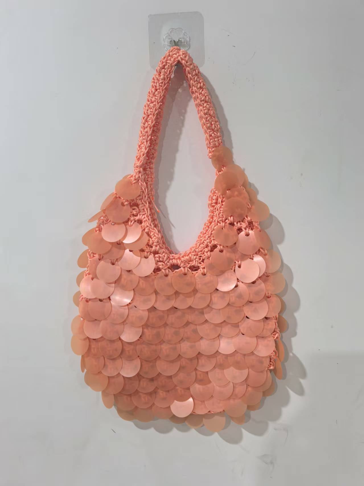 High-End Handmade Natural Sequin Shoulder Bag for Women