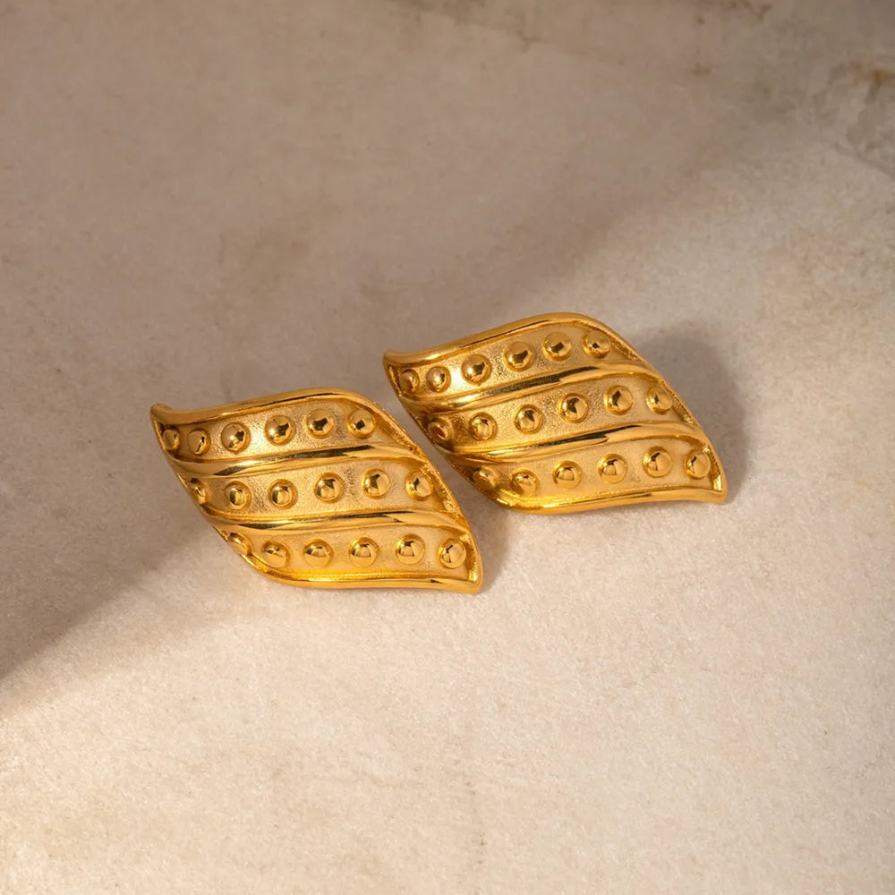 18K Gold-Plated Stainless Steel Stud Earrings - Korvel