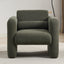 Modern style chair with sheepskin Sherpa fabric soft cushion, comfortable armchair, soft with backrest and pillow, seaweed green - Korvel