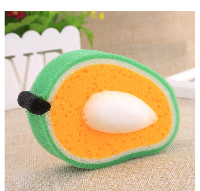 Fruit Sponge Dish Washing Brush Non-Stick Oil Kitchen Compressed Sponge Wipe Printing Household Brush Bowl Bath Absorbent Cotton - Korvel