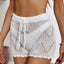 Hook flower hollowed out beach shorts with drawstring - Korvel