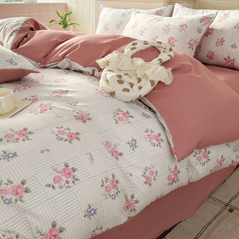 Juego de Ropa de Cama Jacquard de Cuatro Piezas de Doble Gasa