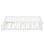 Twin Size Bed Floor Bed with Safety Guardrails and Door for Kids, White - Korvel