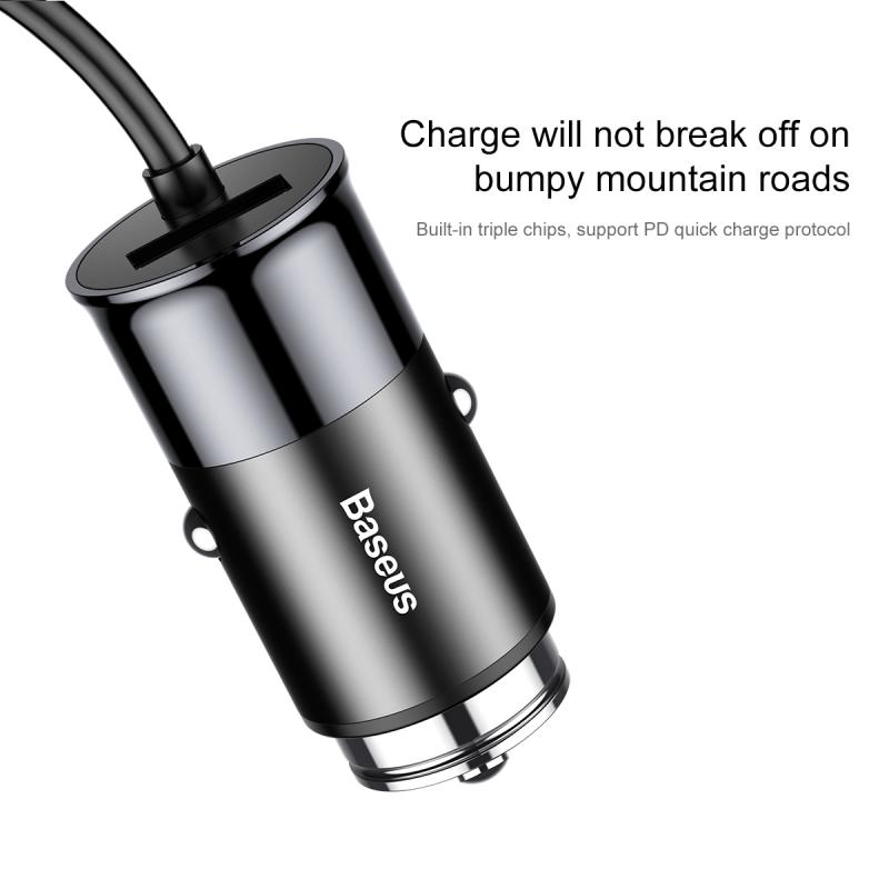 Baseus 4-Port Fast Car Charger - 5.5A Multi USB Adapter