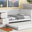 Twin Size Daybed with Storage Arms  Trundle and Charging Station White - Korvel