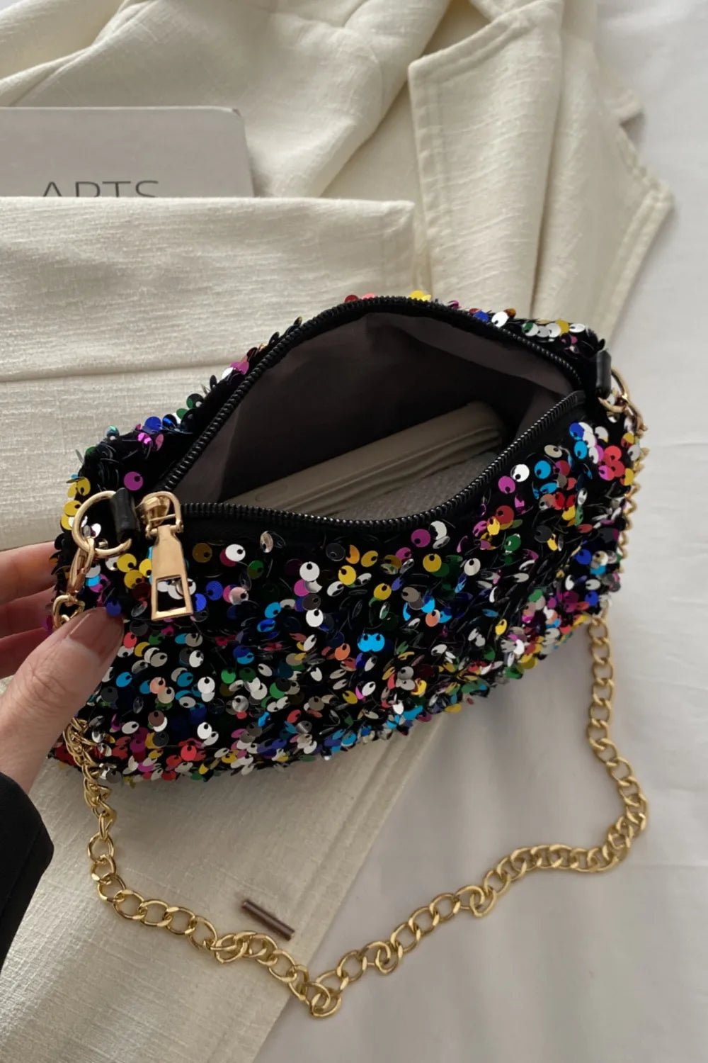 Sequin Removable Strap Shoulder Bag - Korvel