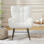 Silla mecedora de tela de terciopelo - Diseño moderno en blanco tapizado
