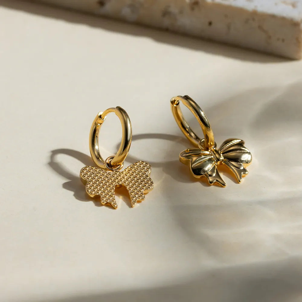 18K Gold-Plated Bow Earrings - Korvel