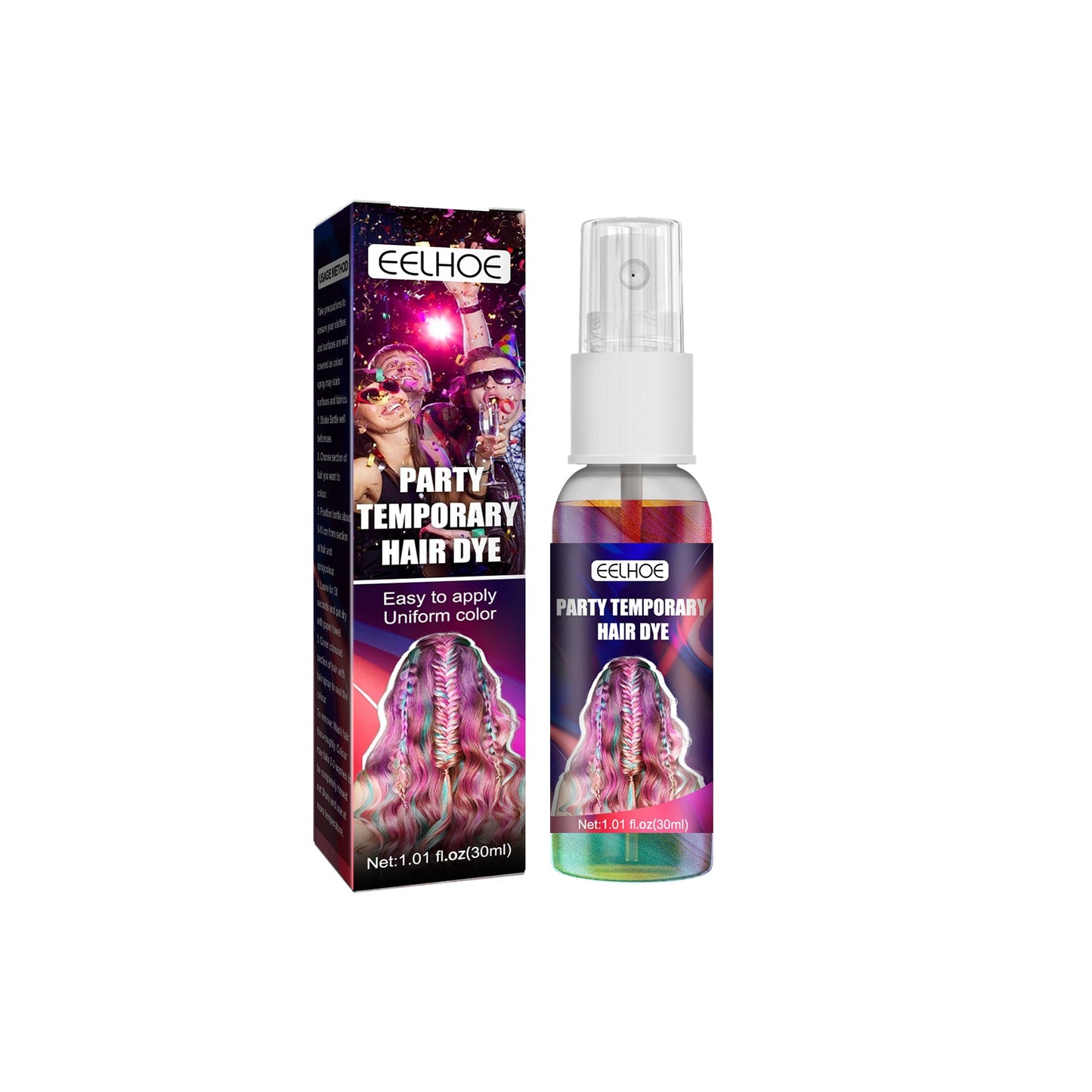 Party Temporary Hair Dye, Disposable Party Glitter Hair Color Fast And Easy Color Without Damaging Hair - Korvel