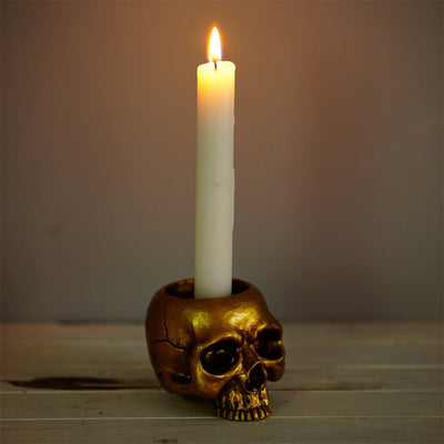 Small Golden Skull Decoration Desktop Small Storage succulent basin tabletop candle holder - Korvel