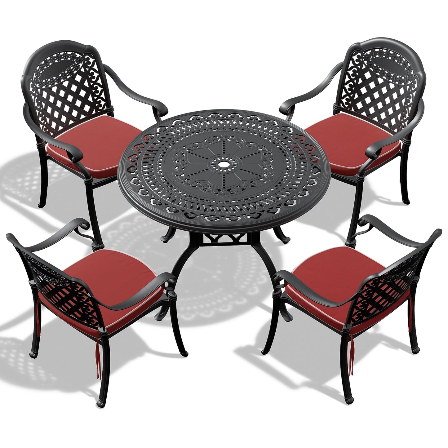 (Cushions In Random Colors)5-Piece Set Of Cast Aluminum Patio Furniture With Cushions - Korvel