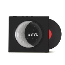 Creative Retro CD Design Bluetooth 3D Stereo Speaker Desktop Moon Lamp Clock Half Moon Starry Sky Atmosphere Night Light - Korvel