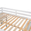 Low Study Full Loft Bed with Cabinet Shelves and Rolling Portable Desk Multiple Functions Bed- White - Korvel