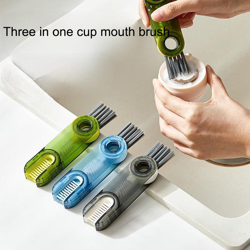 Vacuum cup brush cleaning cup, water cup mouth, milk bottle, multifunctional cleaning cup lid, tea cup, three in one gap brush t - Korvel