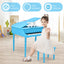 Piano à queue en bois pour enfants avec 30 touches et banc - Bleu