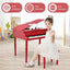 Piano à queue en bois pour enfants avec 30 touches et banc - Rouge