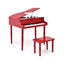 Piano à queue en bois pour enfants avec 30 touches et banc - Rouge
