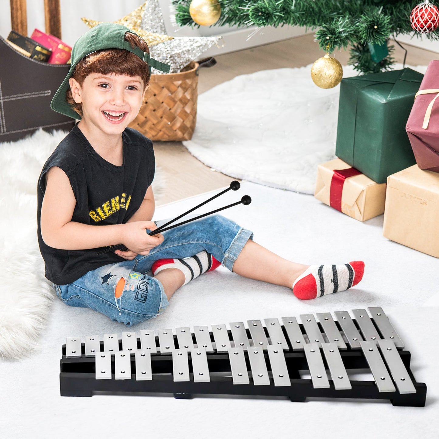 30-Note Glockenspiel with Adjustable Stand and Mallets