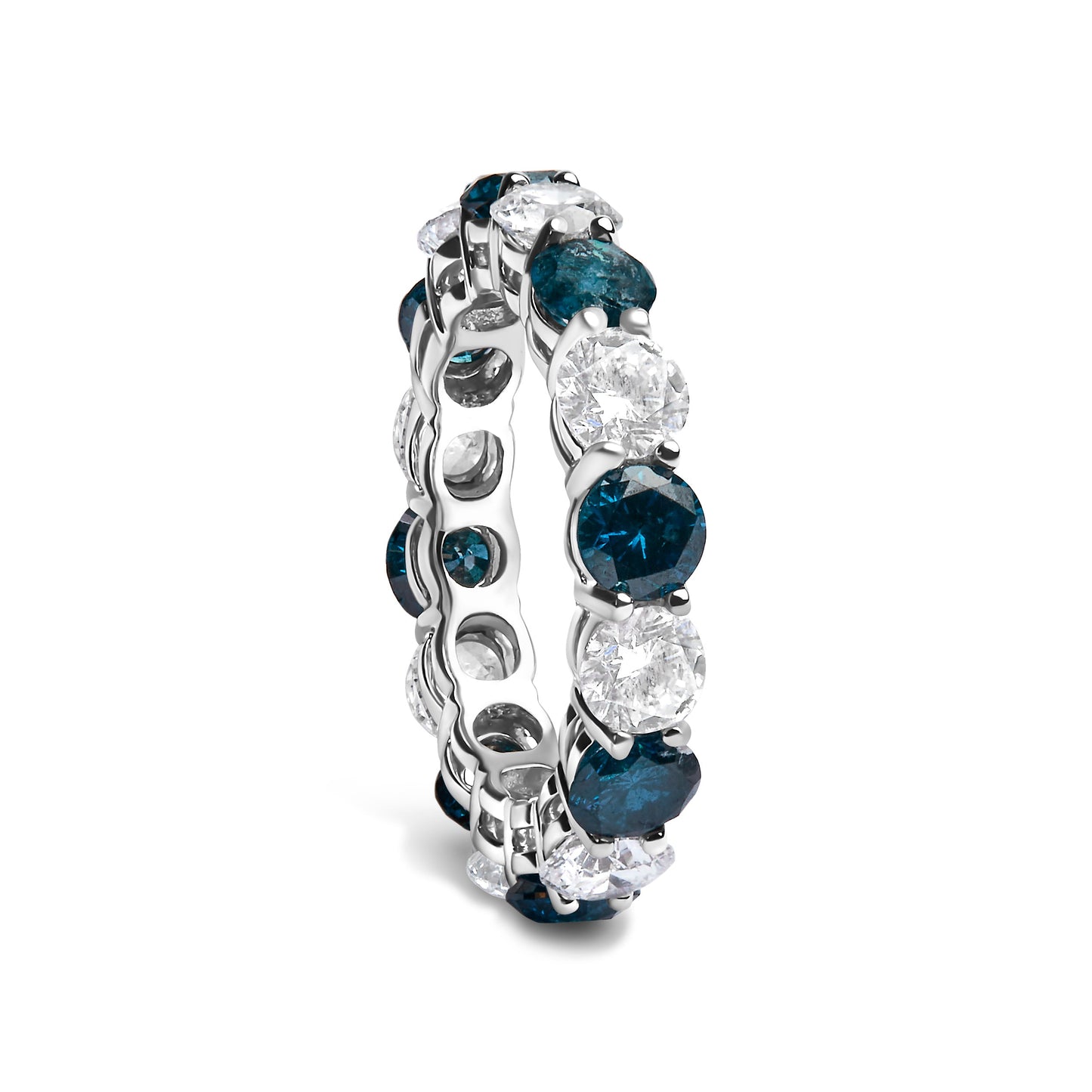 Bague en Eternité Alternée en Diamant en Or Blanc 14K