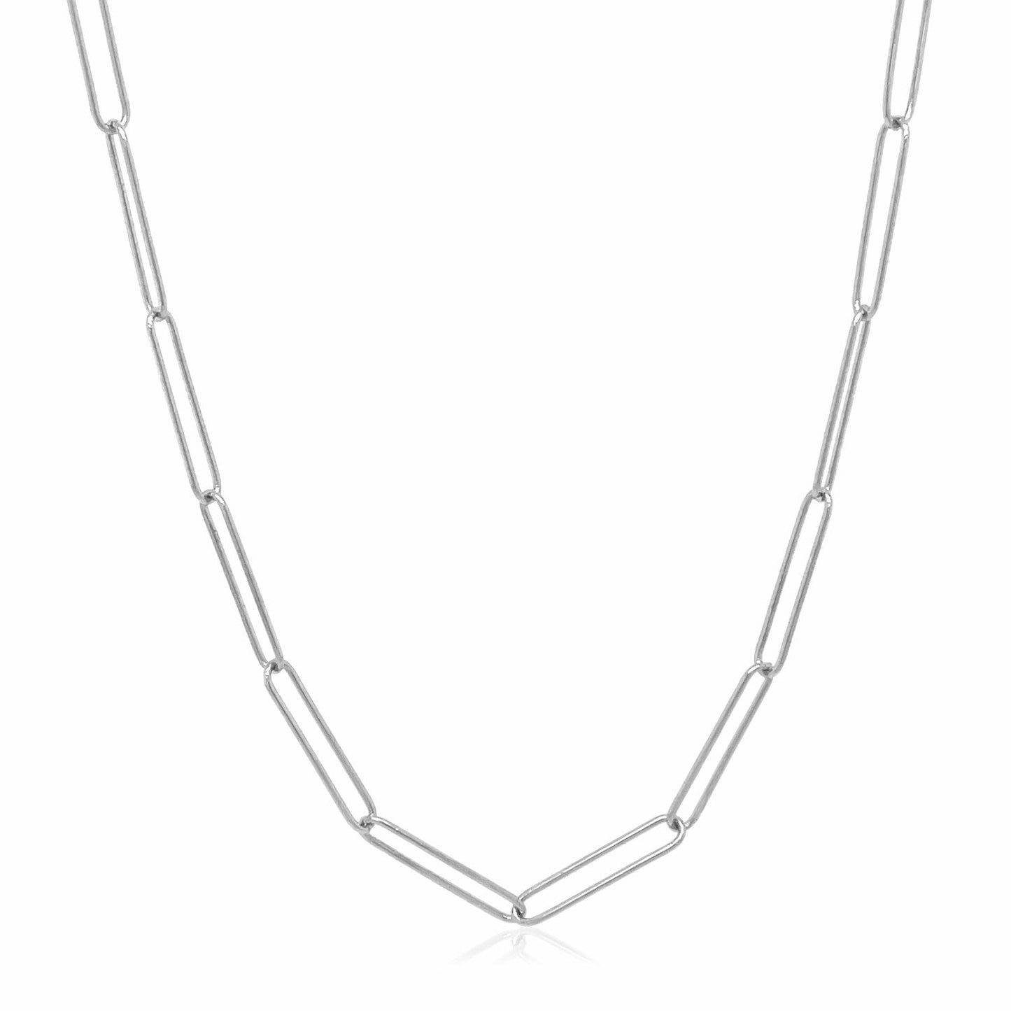 Chaîne en Papier Clip en Or Blanc 14k - Design Élégant