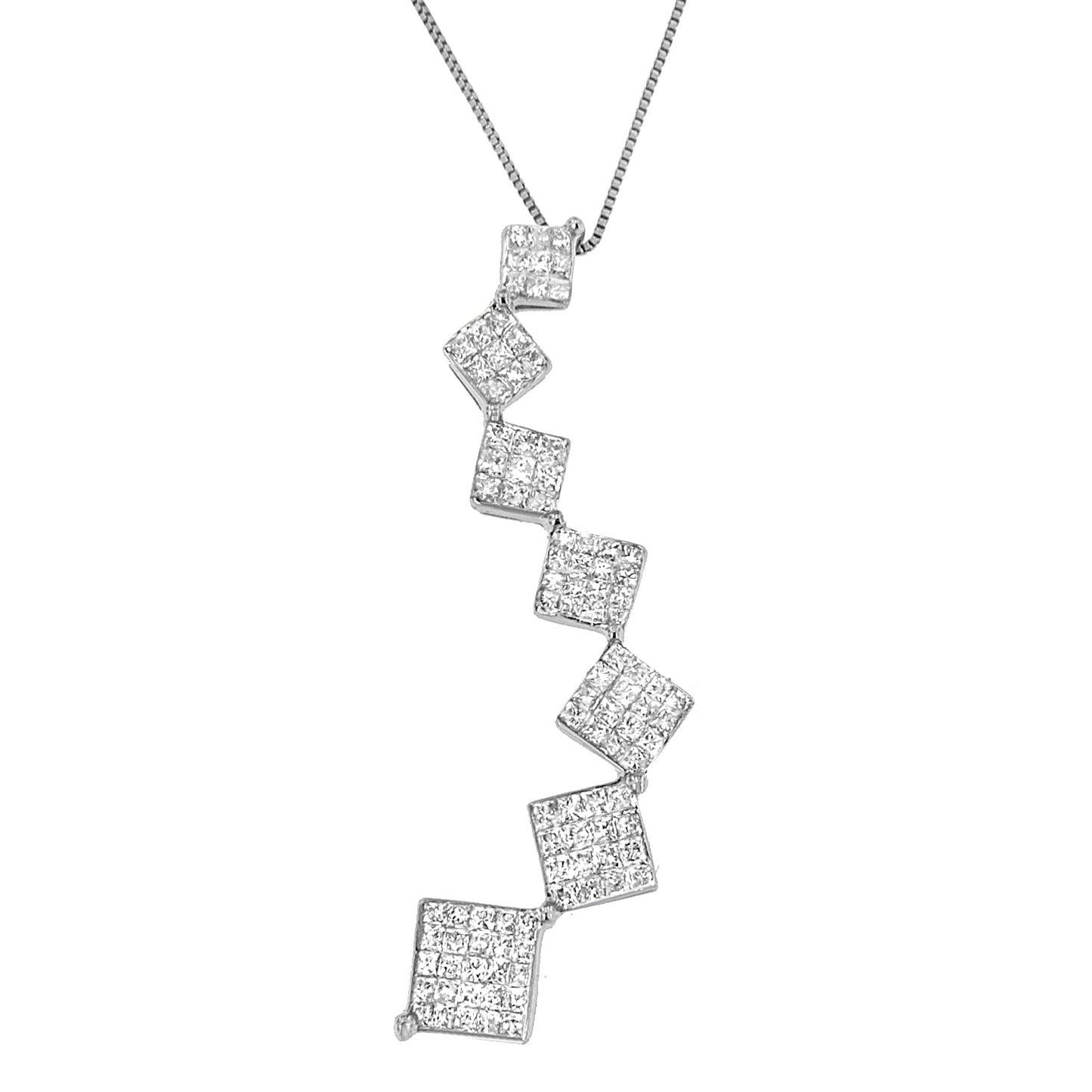 Collier Pendentif Courbé en Diamant Serpent en Or Blanc 10K