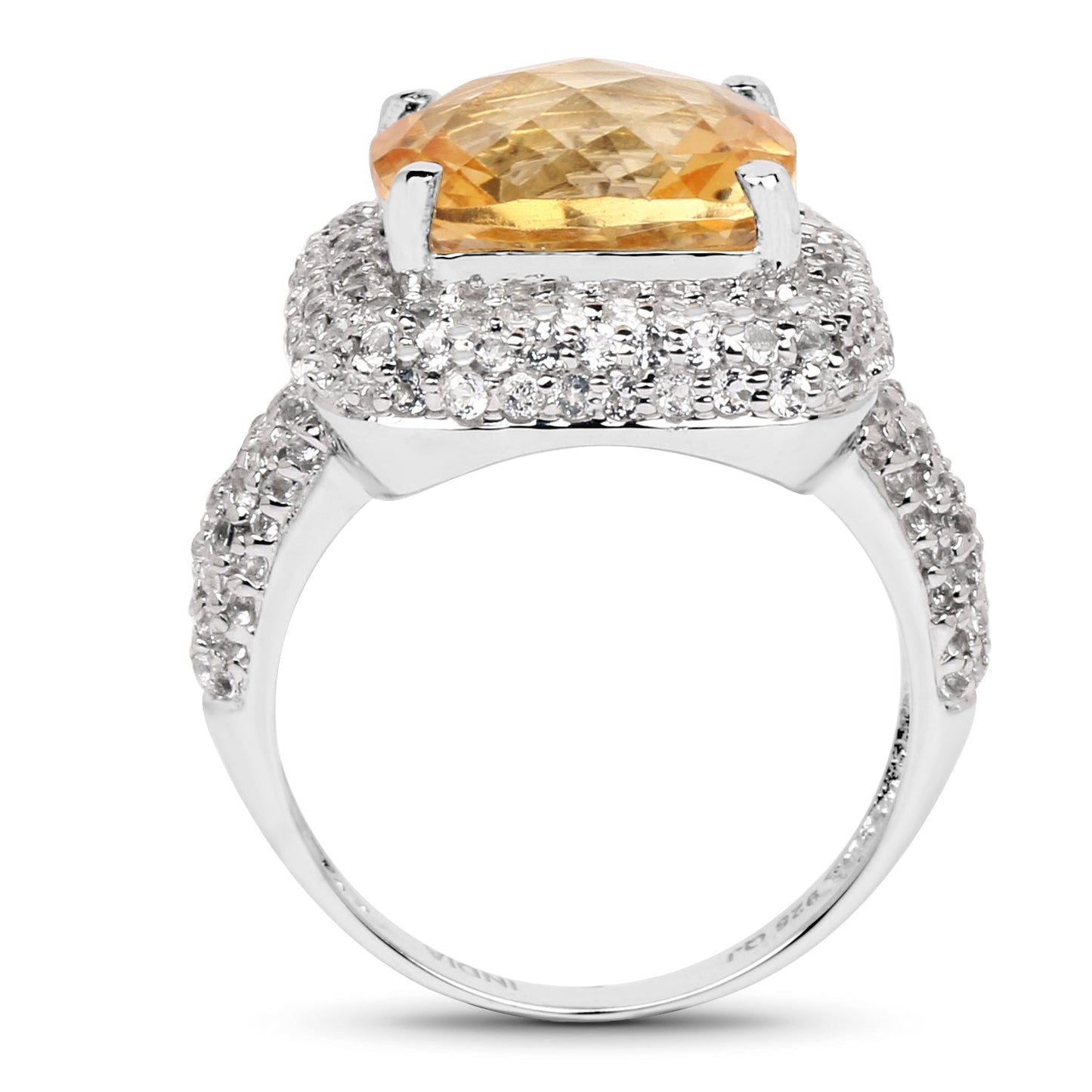 Bague en argent sterling de 7,95 carats en citrine véritable et topaze blanche