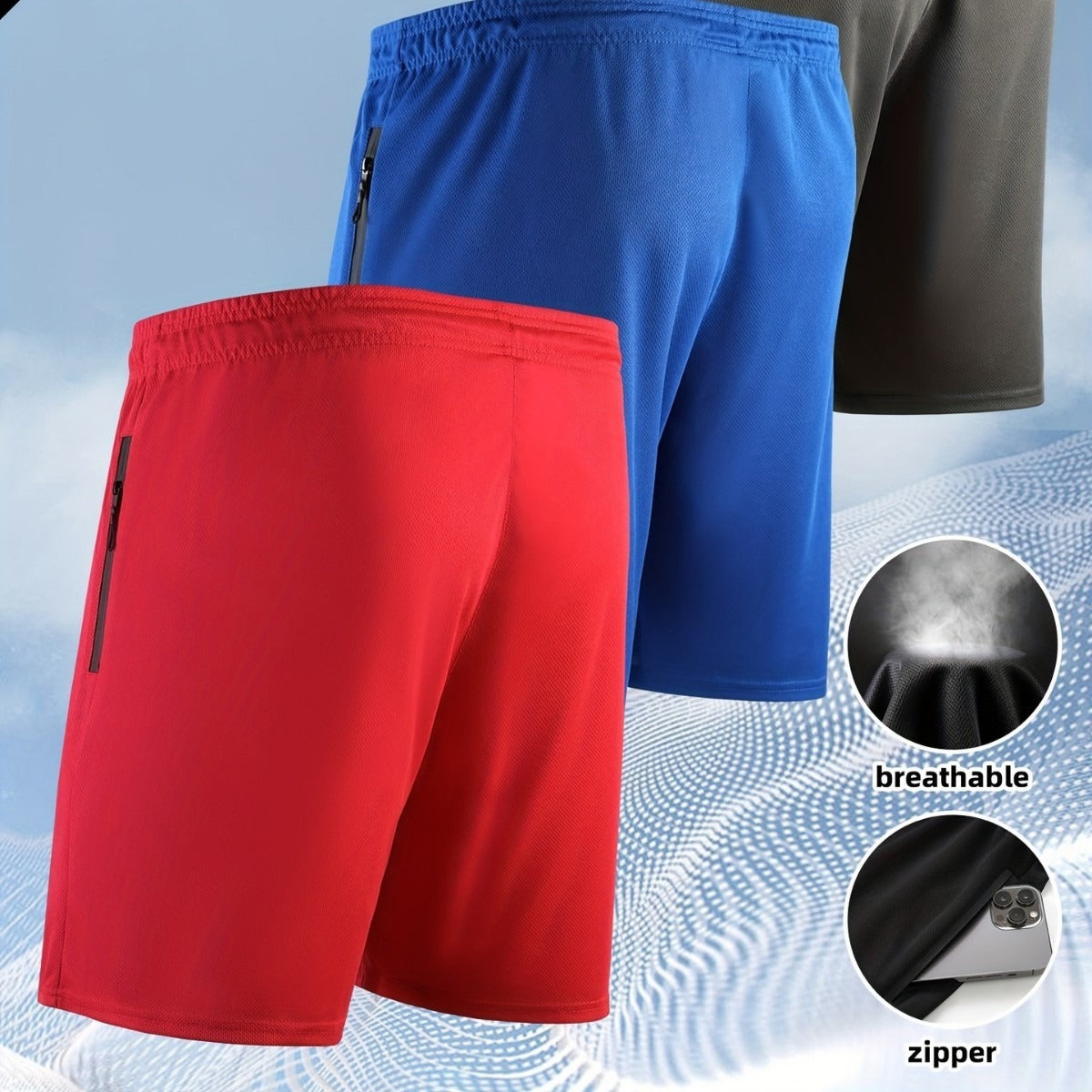Men's Casual Quick-Drying Jogger Shorts with Zipper Pockets