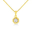Collier Pendentif Solitaire en Argent Sterling Plaqué Or Jaune 14K avec Diamant