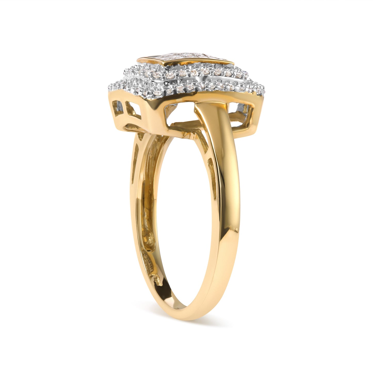 Anillo Halo de Diamantes Compuesto de Oro Amarillo de 10K - Talla 7