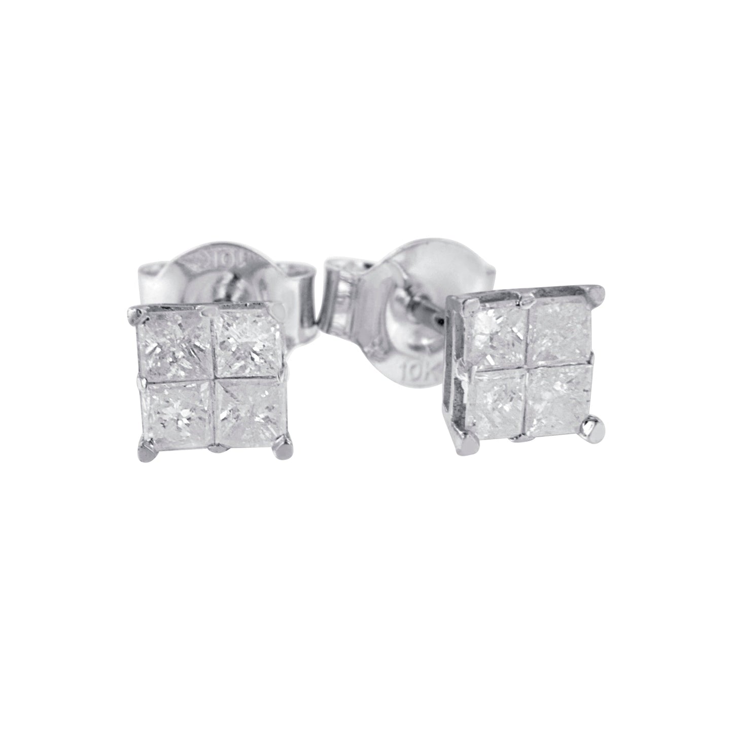 Boucles d'oreilles en diamant en or blanc 10k - 0,60 cttw