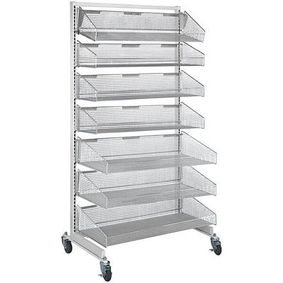 Quantum Storage Systems Chrome Partition Wall System with Hanging Baskets