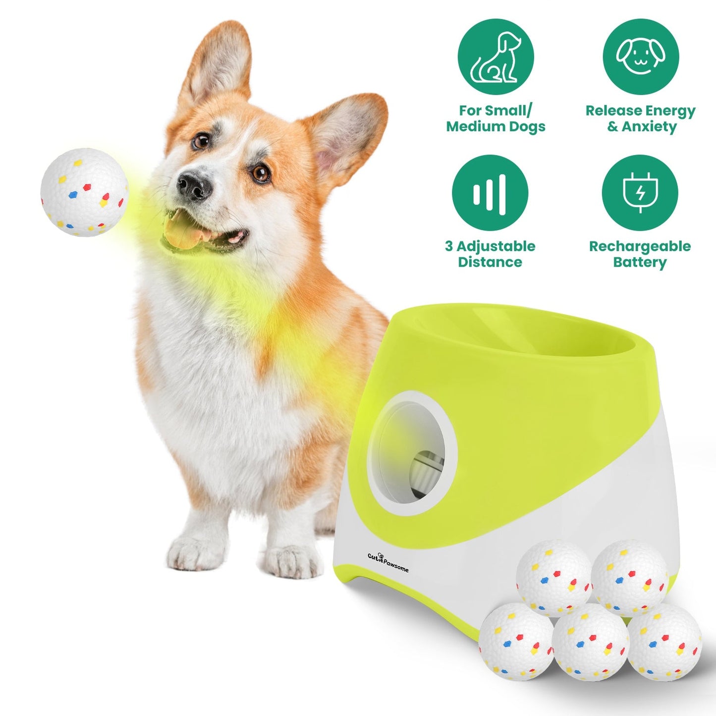 Lanzador Automático de Pelotas para Perros - Juguete Interactivo de Fetch para Perros Pequeños y Med
