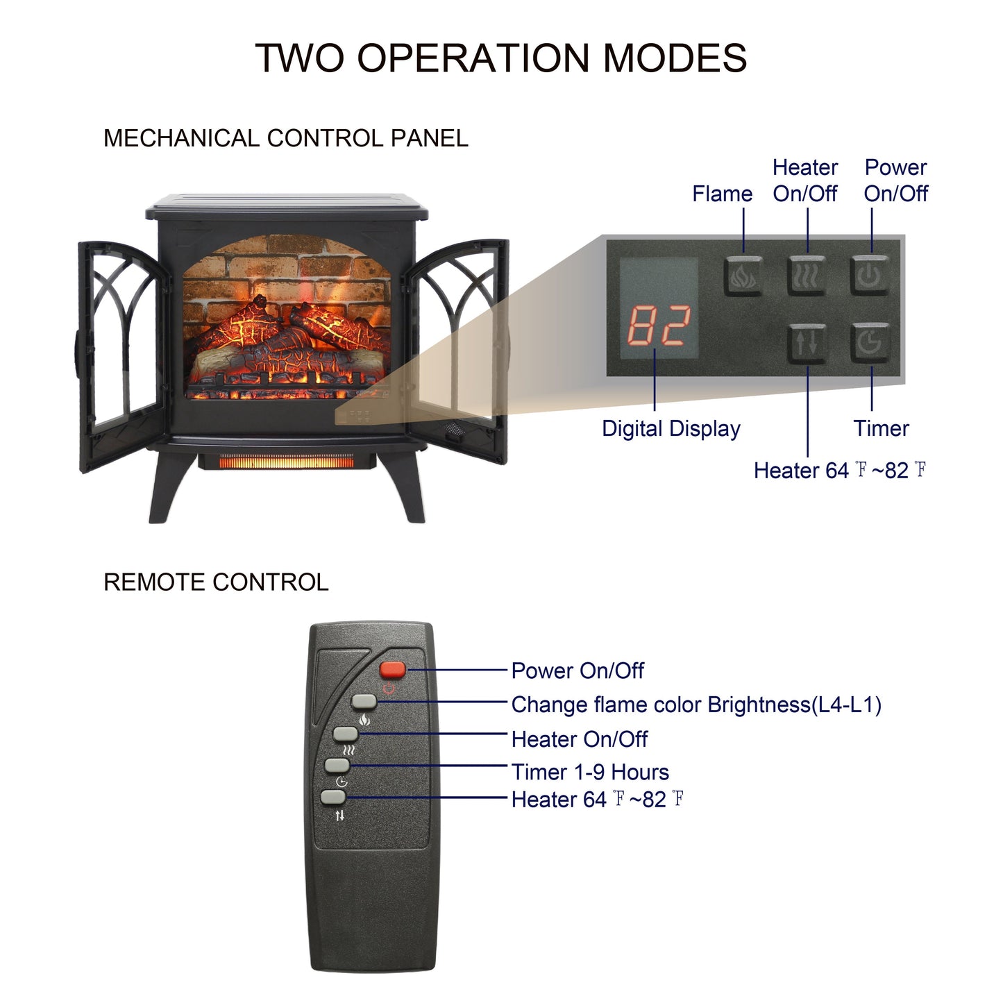24 inch 3D Infrared Electric Stove with remote control - Korvel