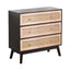 31.5 "3-Drawers Rattan Storage Cabinet Rattan Drawer,for Bedroom,Living Room,Natural drawer and black panel - Korvel