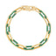 14k Yellow Gold Malachite Paperclip Gem Link Bracelet