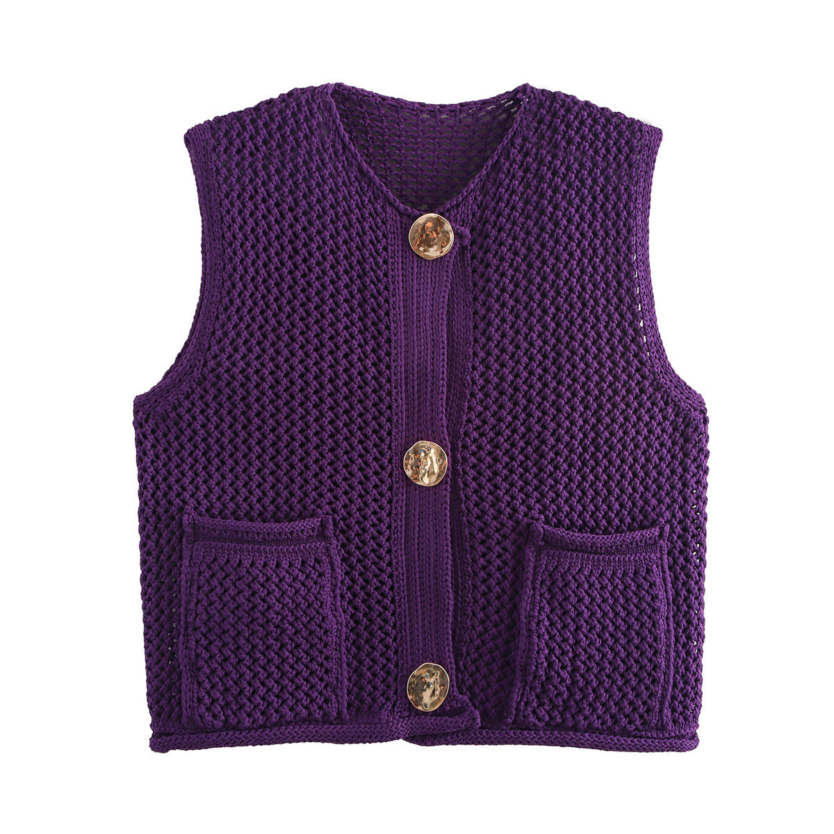 Versatile Crochet Hollow Vest in Solid Colors