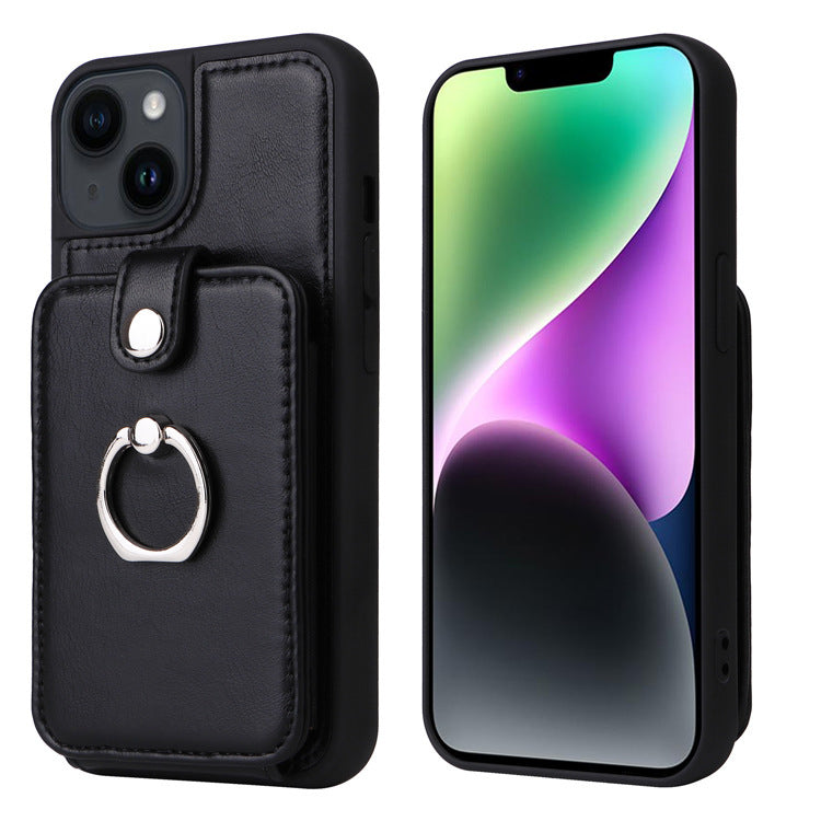 Suitable for iPhone 14 wallet phone case  Apple 13 Promax flip cover protective case accordion card insertion phone leather case - Korvel