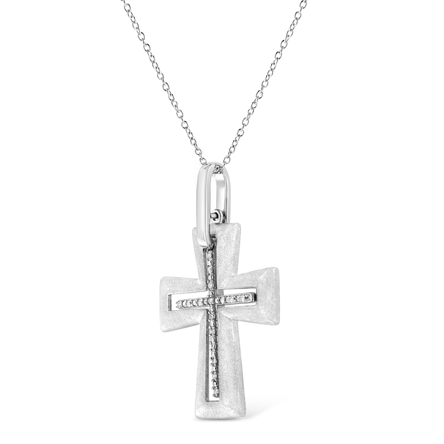 .925 Sterling Silver Diamond Accent Cross Pendant Necklace