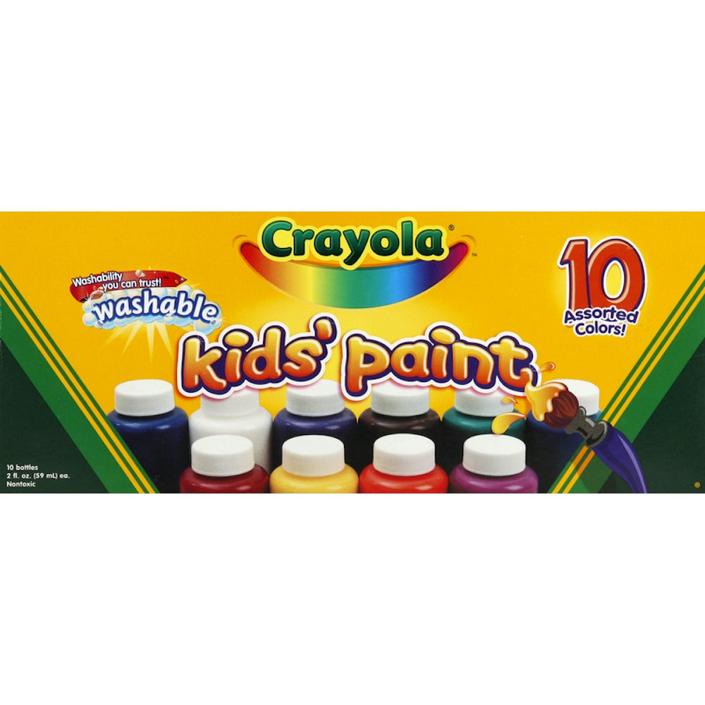 Bouteilles de peinture lavable Crayola pour enfants - 10 couleurs vives