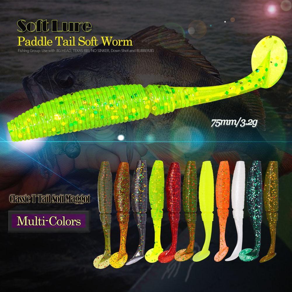Ensemble de leurres de pêche en ver de silicone T Tail AFISHLURE 6pcs