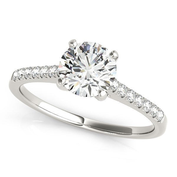Anillo de Compromiso de Diamantes con Diseño Escallopado en Oro Blanco de 14k