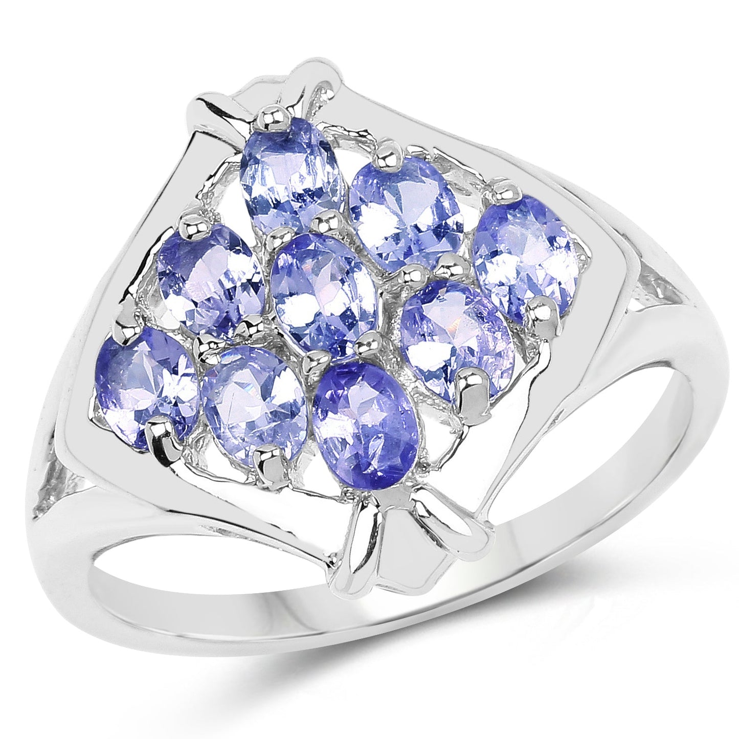Bague de fiançailles en argent sterling avec tanzanite véritable de 1,53 carat