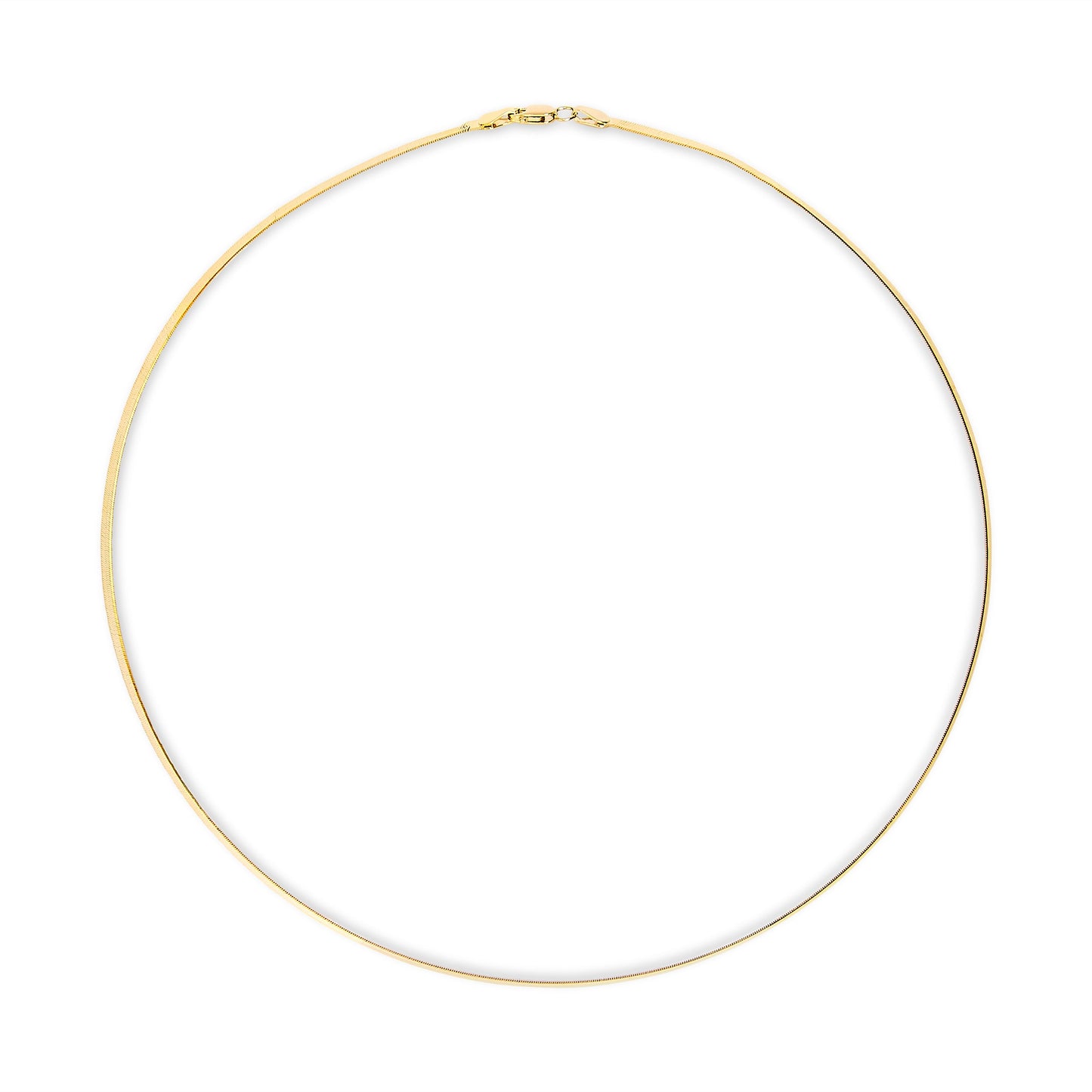 Unisex Solid 14K Yellow Gold Herringbone Chain Necklace - 18"