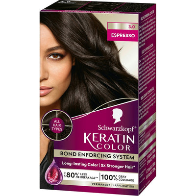 Schwarzkopf Keratin Color Permanent Hair Dye, Espresso 3.0