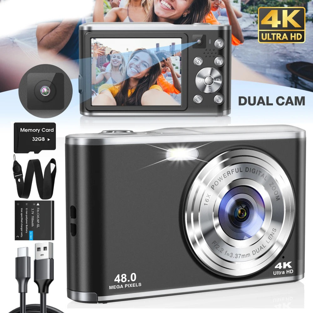 DC306 digital high-definition camera front and rear dual camera autofocus entry-level student card machine - Korvel