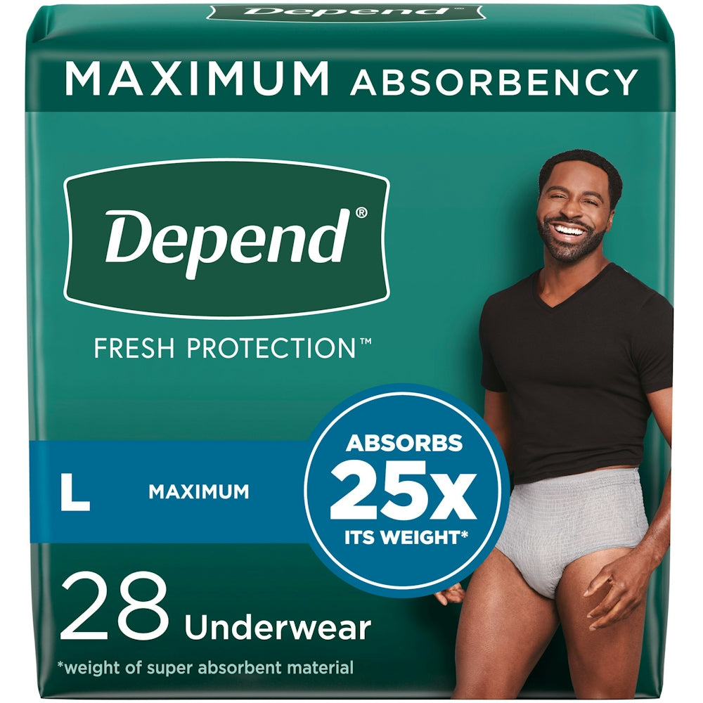 Depend Fit-Flex Ropa Interior desechable para la incontinencia adulta para hombres, grande, gris