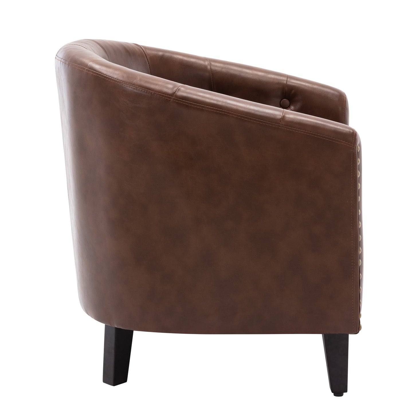 PU Leather Tufted Barrel ChairTub Chair for Living Room Bedroom Club Chairs - Korvel