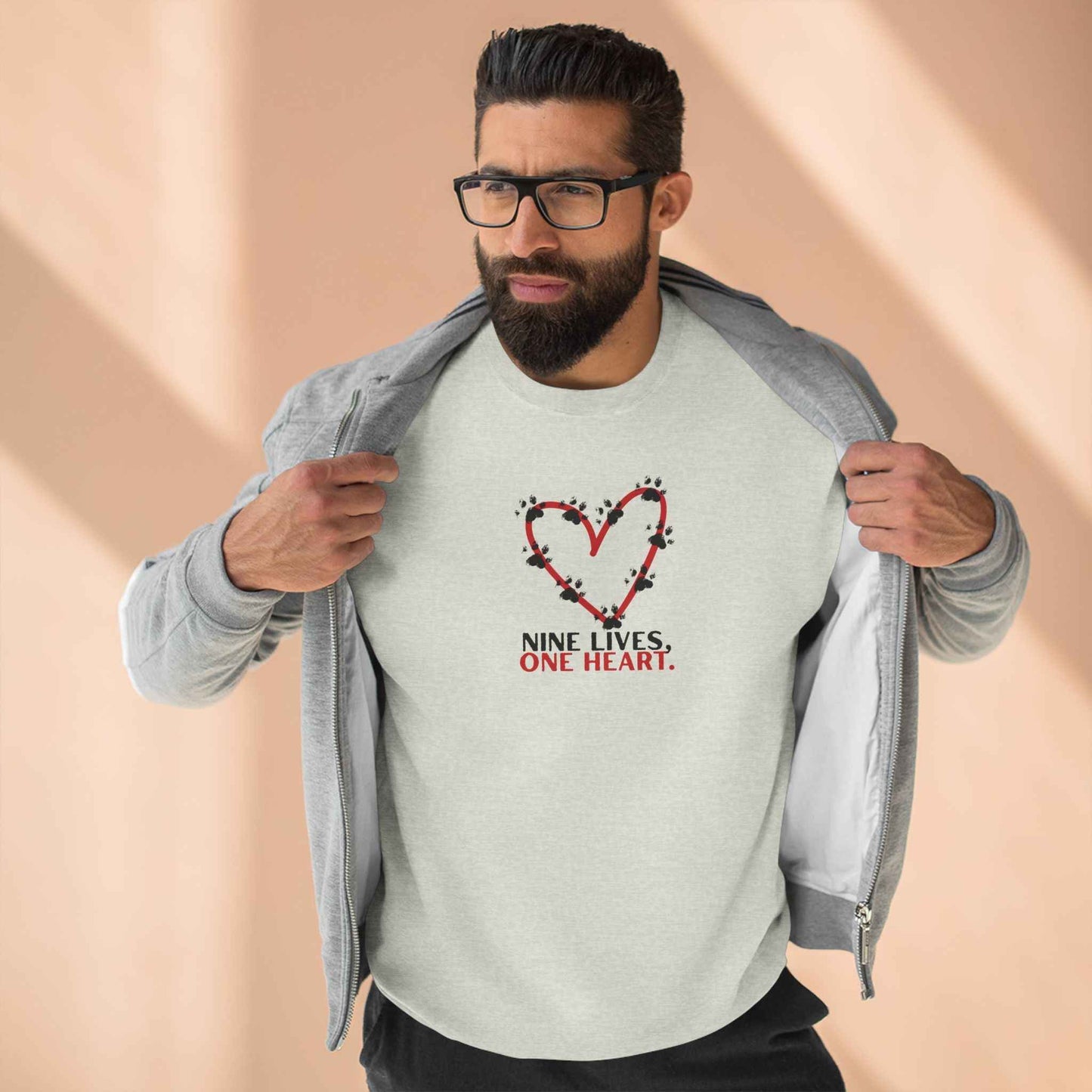Nine Lives, One Heart Cat Lover Sweatshirt
