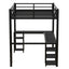 Cama loft de metal negro premium con escritorio y estantes