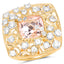 Anillo de cóctel de Morganita y Topacio Blanco Baño de Oro Amarillo de 14K